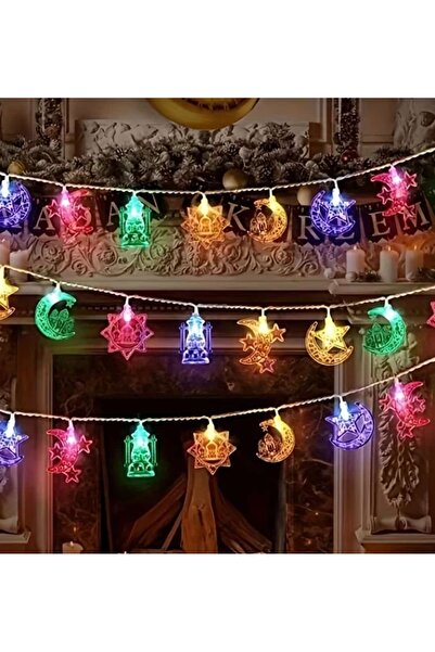 ÇEÇEN HOME 1,5 Metre Vintage Saray Fenerleri Ledli Ramazan Dekoru, Pil ile Çalışır İç-Dış Mekan İçin Led Işık