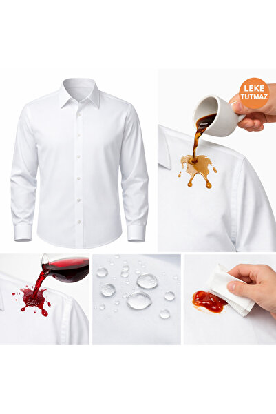 Avni Ceylan Men's Non-Iron No-Ironing Stain-Resistant Slim Fit Premium Shirt