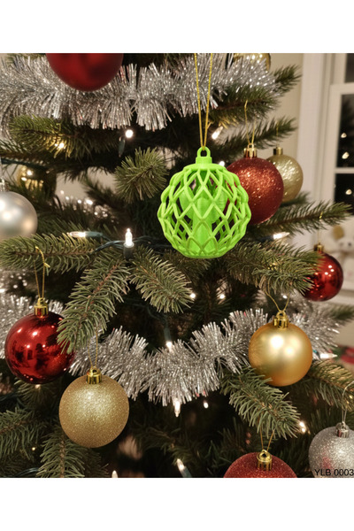 CT STONES Διακοσμητικό Χριστουγεννιάτικο Στολίδι με Πράσινο Καφασωτό Σχέδιο