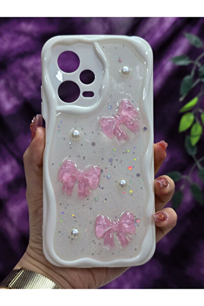 Magic Ring جراب هاتف ريدمي نوت 12 برو 5G متوافق مع اللون الوردي بتفاصيل فيونك...