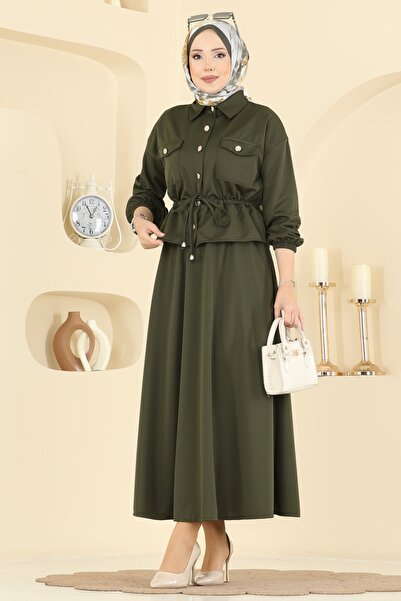 ModaMerve Beli Tünelli Etekli Takım 2787SL432-MS Haki