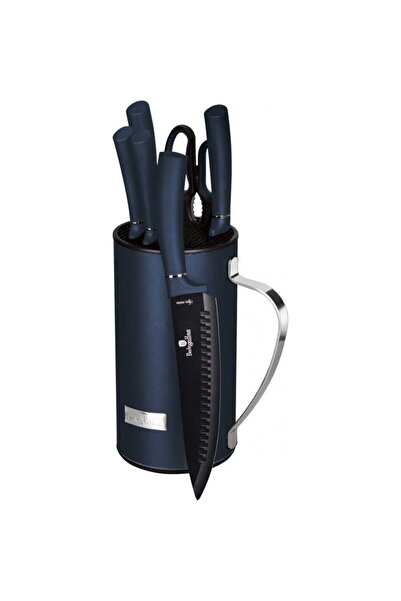 Berlinger Haus Set de cutite, foarfeca, si suport Inox/Silicon, Negru/Bleumarin