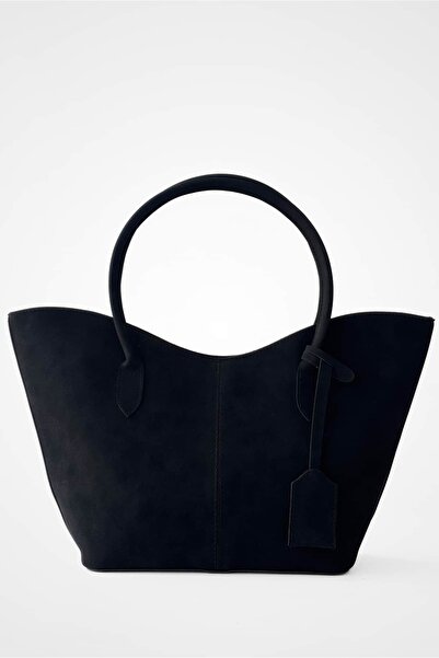 Yuka Atelier حقيبة كتف من الجلد الصناعي من جلد الغزال