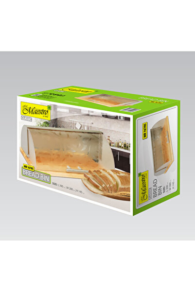 Maestro Bread storage box, Sliding lid, 39 x 26 x 15 cm, Brown/Silver