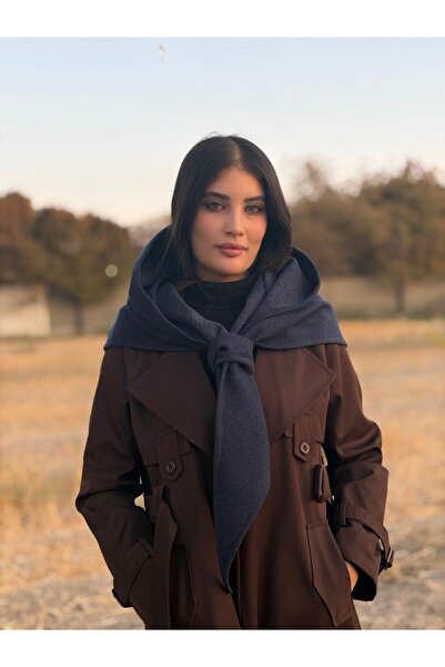 Luminos Butik Navy Blue Hooded Triangle Shawl Sal1298