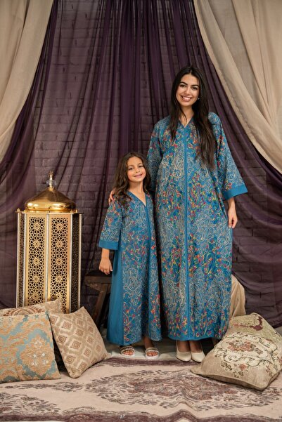 AFandina جلابية أم وبنت بتصميم مشجّر راقي SM -46