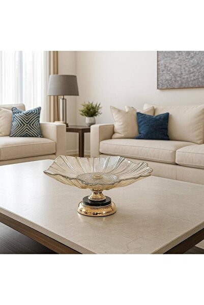 Oss elhetraf Luxurious pink crystal glass decorative dish with a gold base — ...