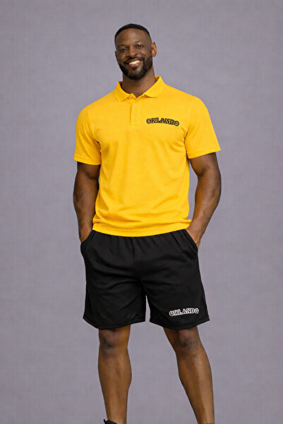NOFLEN طقم شورت أورلاندو مطبوع للرجال ذو ياقة بولو