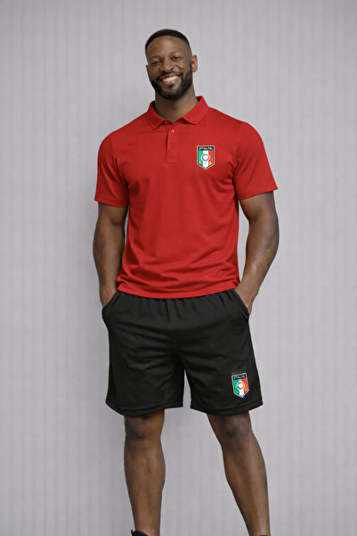 NOFLEN Set pantaloni scurți cu guler polo cu imprimeu Italia pentru bărbați