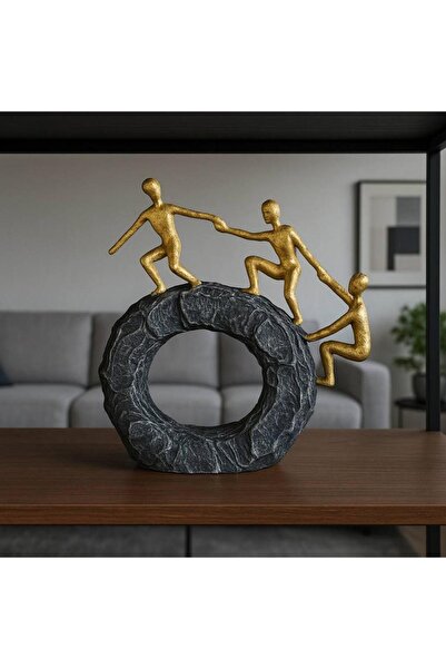 Oss elhetraf مجسم فايبر بتصميم التعاون الذهبي – ارتفاع 22 سم وعرض 23 سم