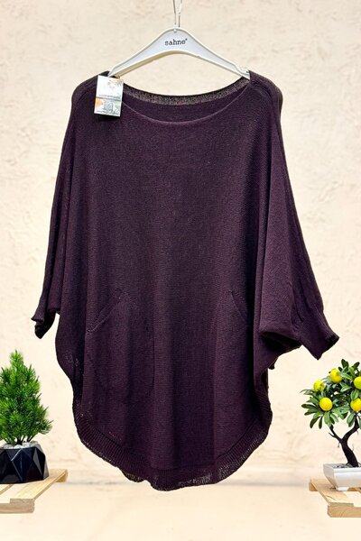 sahnemoda Bat Double Pocket Mercerized Tunic Blouse