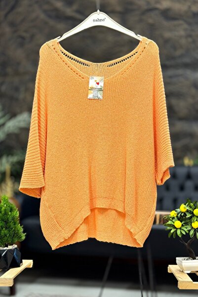 sahnemoda V-Neck Thessaloniki Knit Mercerized Loose Oversize Blouse