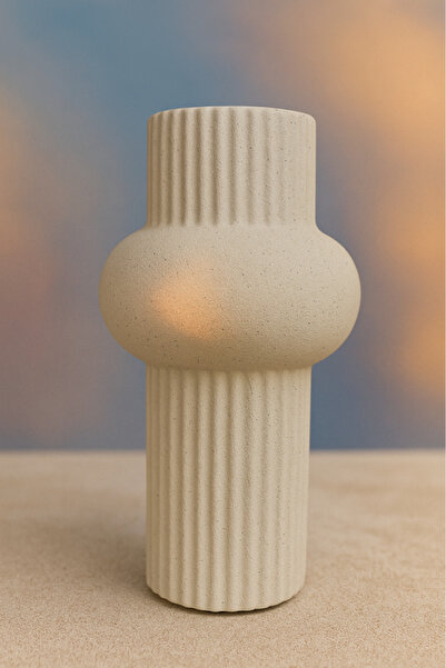 Oss elhetraf مزهرية ديكور حديثة من السيراميك بتصميم بسيط ولون بيج أنيق