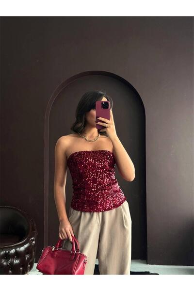 MU&ME BOUTİQUE Bluz Büsti̇yer Pul İşlemeli̇