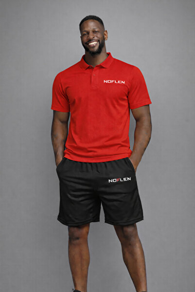 NOFLEN طقم شورت بياقة بولو مطبوع للرجال