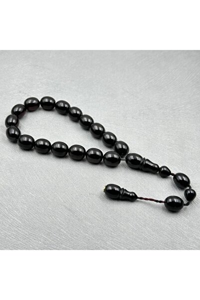 Tespih Çek Enes ABDO Usta İşçilikli Siyah Maskot Efe Sıkma Kehribar Tespih