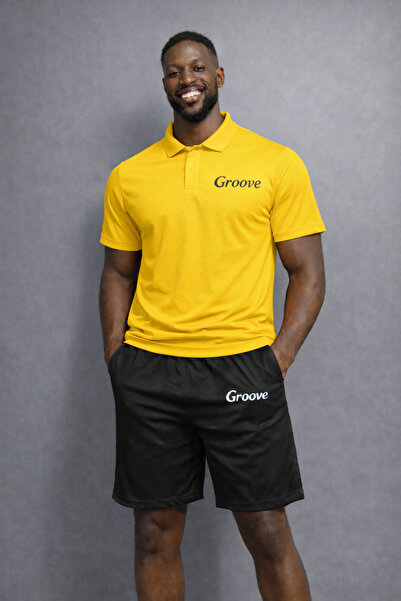NOFLEN طقم شورت بولو للرجال من Groove مطبوع