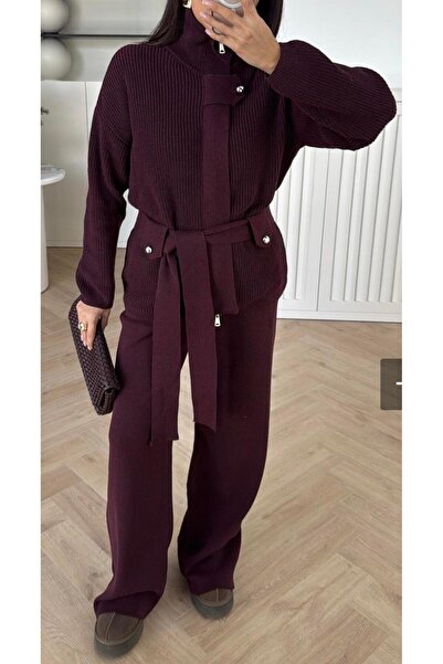 Cockatoo Pantaloni cardigan tip pescar cu centură pentru femei, set din două ...