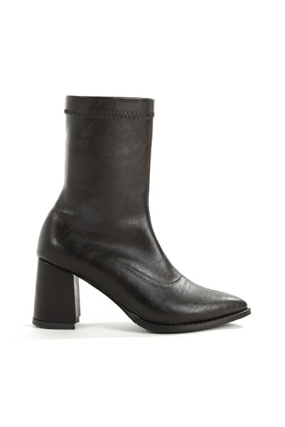 Rella SHOES Dikiş Detaylı Sivri Burunlu Kalın Topuklu Fermuarlı Rahat Günlük ...