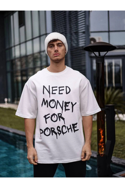 FREEDOM STOREE Μπλουζάκι Velmora Premium Crew Neck με τύπωμα oversized - Λευκό