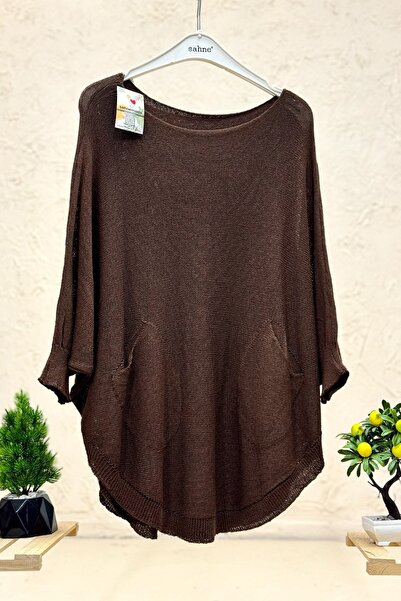 sahnemoda Bat Double Pocket Mercerized Tunic Blouse