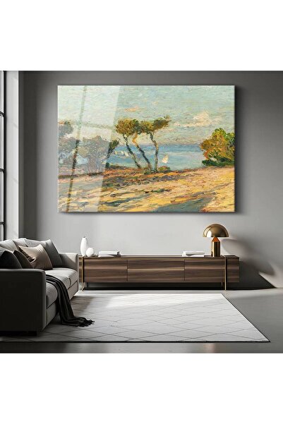 GülsenArt Claude Monet Akdeniz Kıyısı Deniz Manzarası Temperli Cam Tablo Duva...