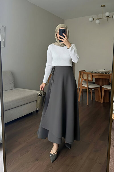 Molly Nelly Kadın Yandan Bağlamalı Tesettür Uzun Skuba Etek