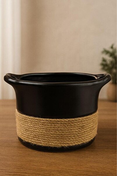Oss elhetraf Black decorative bowl with rope – a modern decorative vase for t...