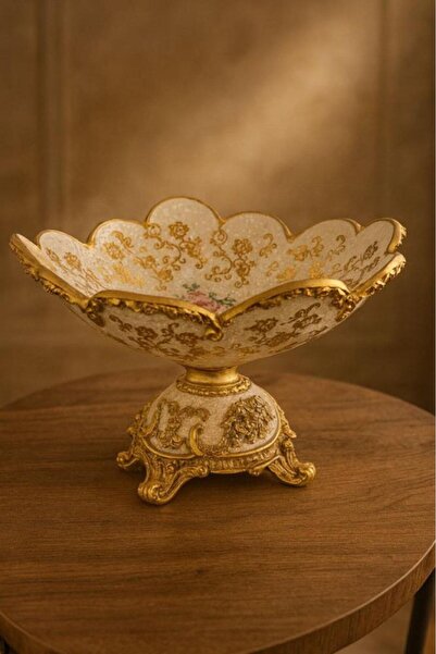 Oss elhetraf طبق فايبر كلاسيكي مزخرف باللون الذهبي