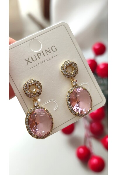 DİAVENTA TAKI VE AKSESUAR Xuping Vip Küpe - Zirkon Pembe Taşlı Gold Xuping Kü...