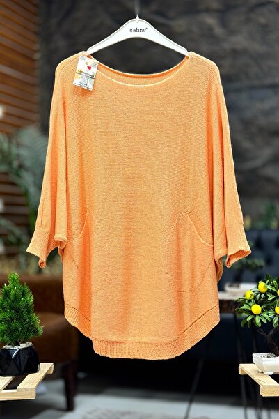 sahnemoda Bat Double Pocket Mercerized Tunic Blouse