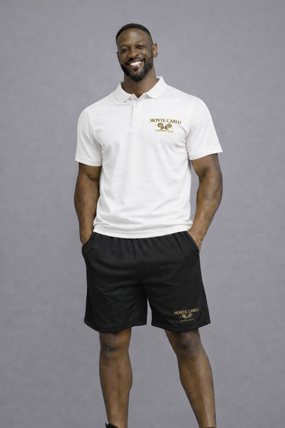 NOFLEN طقم شورت مونت كارلو مطبوع للرجال ذو ياقة بولو