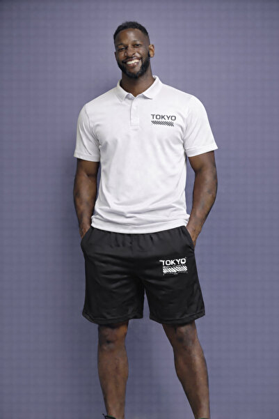 NOFLEN Men's Tokyo Printed Polo Neck Shorts Set