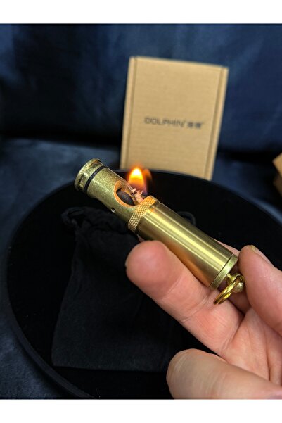 Dolphin Pirinç Renk Tamamen Metal Ağır Benzinli Çakmak – Hediyelik Şık Dayanı...