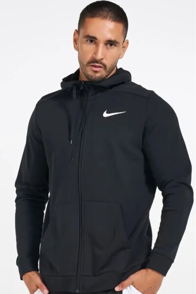 Nike Dri-Fit Hoodie Full-Zip Fleece Men's Black Sports Sweatshirt