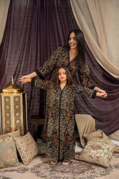 AFandina جلابية أم وبنت بتصميم مشجّر راقي SM -46