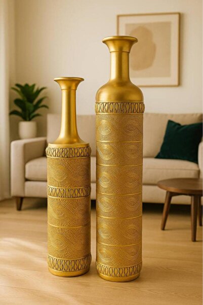 Oss elhetraf فازات ذهبية طويلة للديكور – مزخرفة بنقوش فاخرة