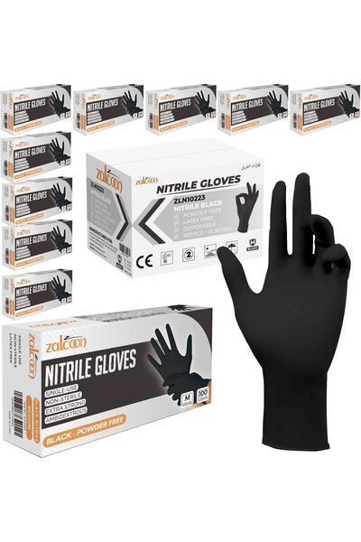 Zalcoon قفازات فحص من النتريل للاستخدام مرة واحدة، خالية من اللاتكس والبودرة