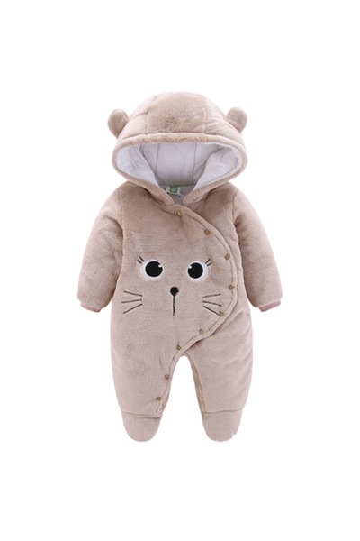 Jormftte Hooded Romper for Babies, Jormftte, Wool, 80 cm, Brown