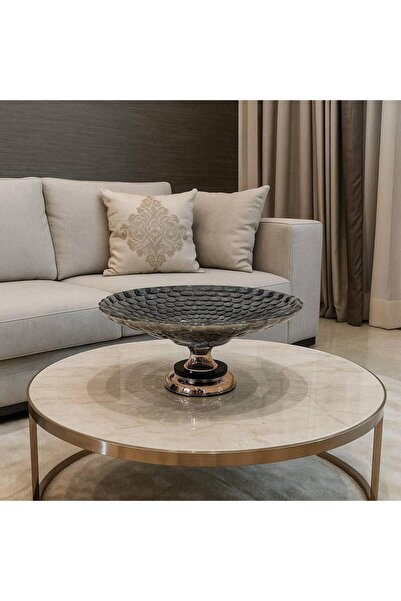 Oss elhetraf صحن ضيافة قزاز أكرستالي دخاني بتصميم فقاعات فاخر