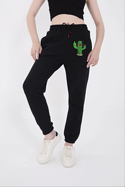 GurkStore Women's Three-Yarn Cotton Printed Sweatpants with Elastic Cuffs - B...