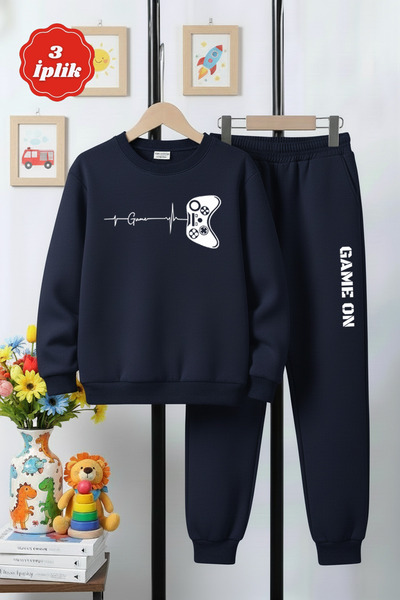 FYK COLLECTİON Σετ αθλητικής φόρμας για αγόρια με στρογγυλή λαιμόκοψη με επέν...