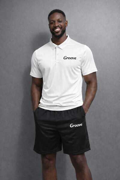 NOFLEN Men's Groove Printed Polo Neck Shorts Set