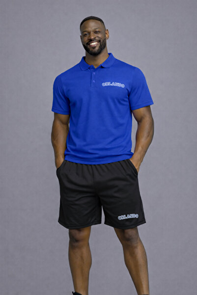 NOFLEN Set pantaloni scurți cu guler polo cu imprimeu Orlando pentru bărbați