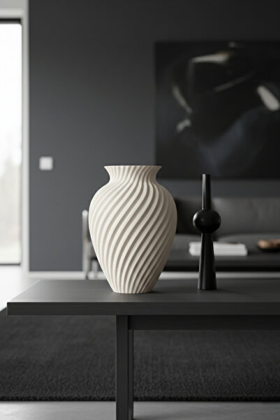 evden مزهرية ديكور حديثة باللون الأبيض - مادة PLA من الجيل الجديد 18.5 سم