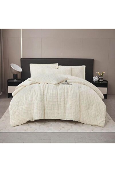 Moon Double winter bedspread with a rabbit fur design, elegant style, 240x260