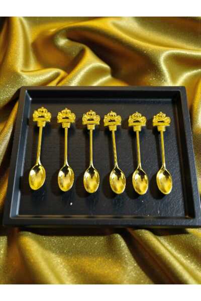 CEPHOME Altın Görünümlü Araba Desenli Dekoratif Mini Kaşık 11,2 cm Kaşık