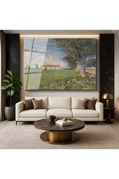 TosbArt Vincent van Gogh Buğday Tarlası Çiftlik Evi Kırsal Manzara Temperli C...