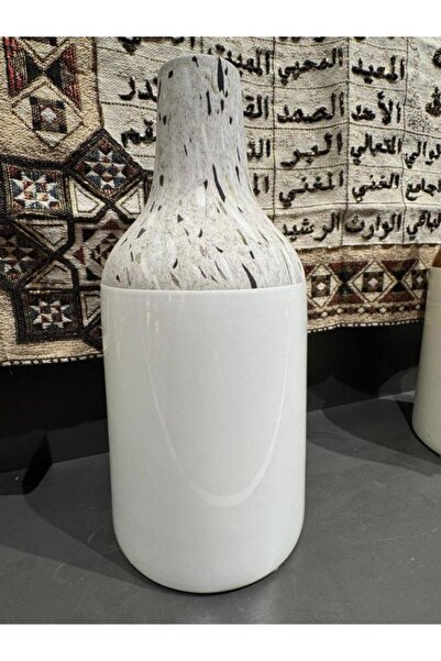 Oss elhetraf مزهرية ديكور سيراميكية بتصميم تيرازو حديث باللون الأبيض والرمادي