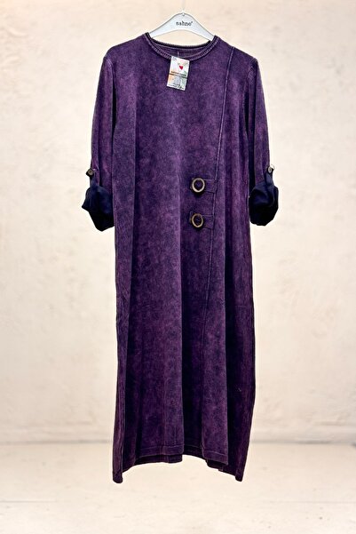 sahnemoda Organic Knitwear Dress with Double Buckle Front